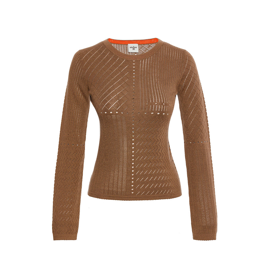 Martha Openwork Crew Neck Sweater