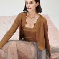 Judith Openwork Crew Neck Cardigan