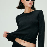 Martha Openwork Crew Neck Sweater