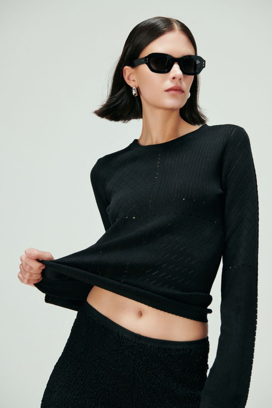 Martha Openwork Crew Neck Sweater