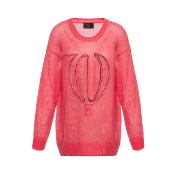 No.1 Pink Balloon Print Mohair Sweater