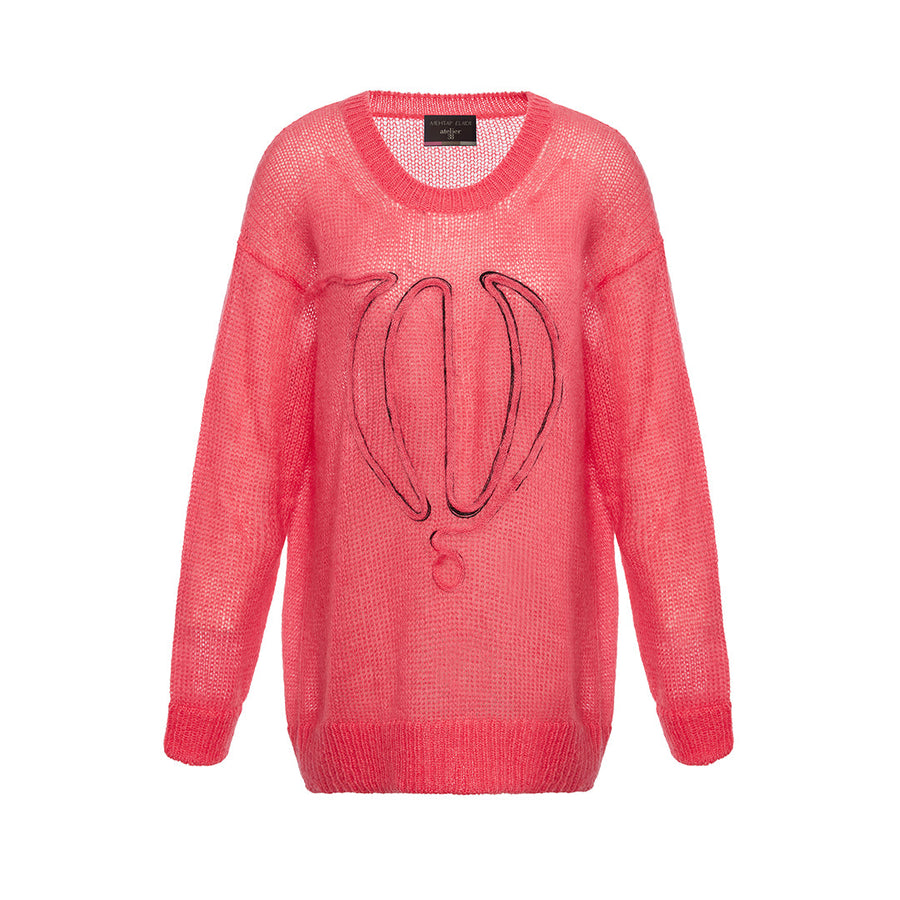 No.1 Pink Balloon Print Mohair Sweater