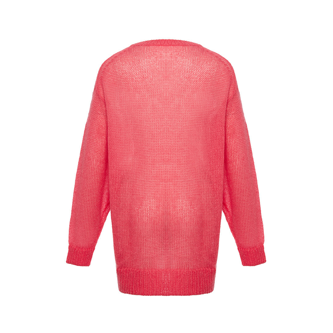 No.1 Pink Balloon Print Mohair Sweater