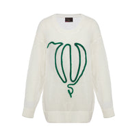 No.1 Ecru Balloon Print Mohair Sweater