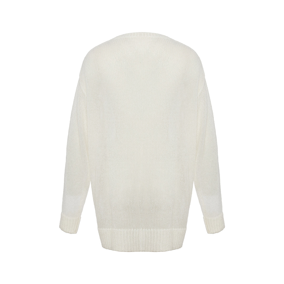 No.1 Ecru Balloon Print Mohair Sweater