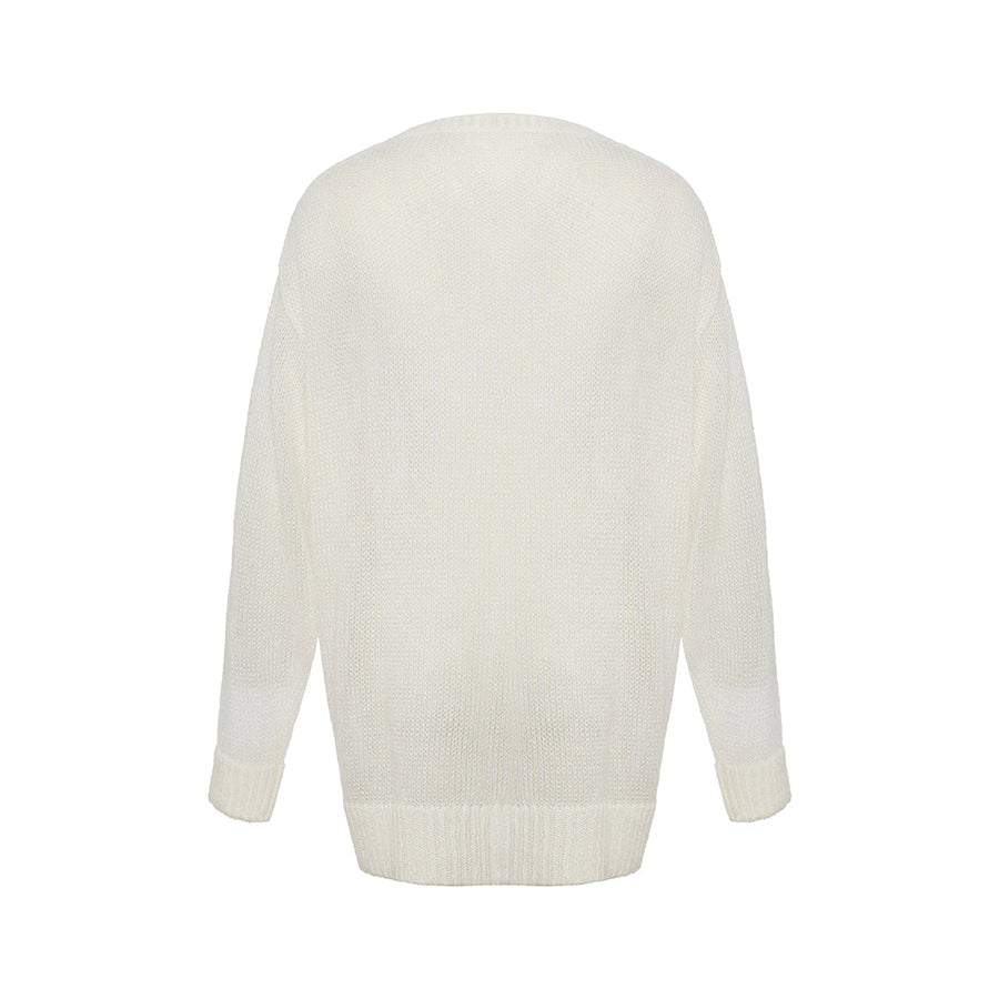 No.1 Ecru Balloon Print Mohair Sweater