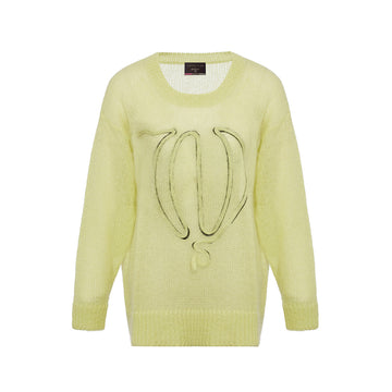 No.1 Yellow Balloon Print Mohair Sweater