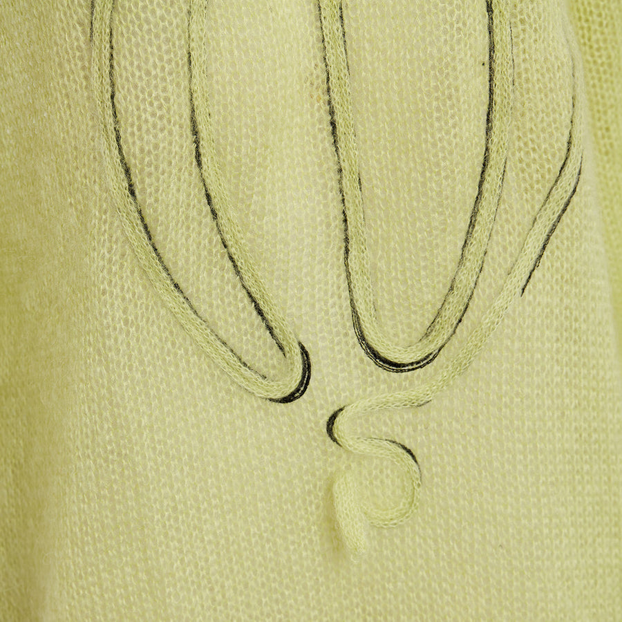 No.1 Yellow Balloon Print Mohair Sweater