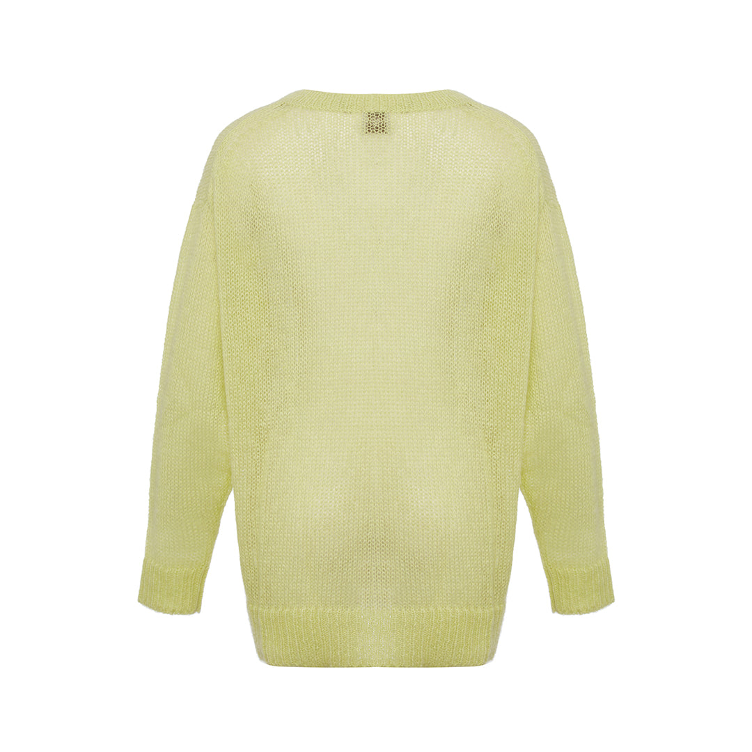 No.1 Yellow Balloon Print Mohair Sweater