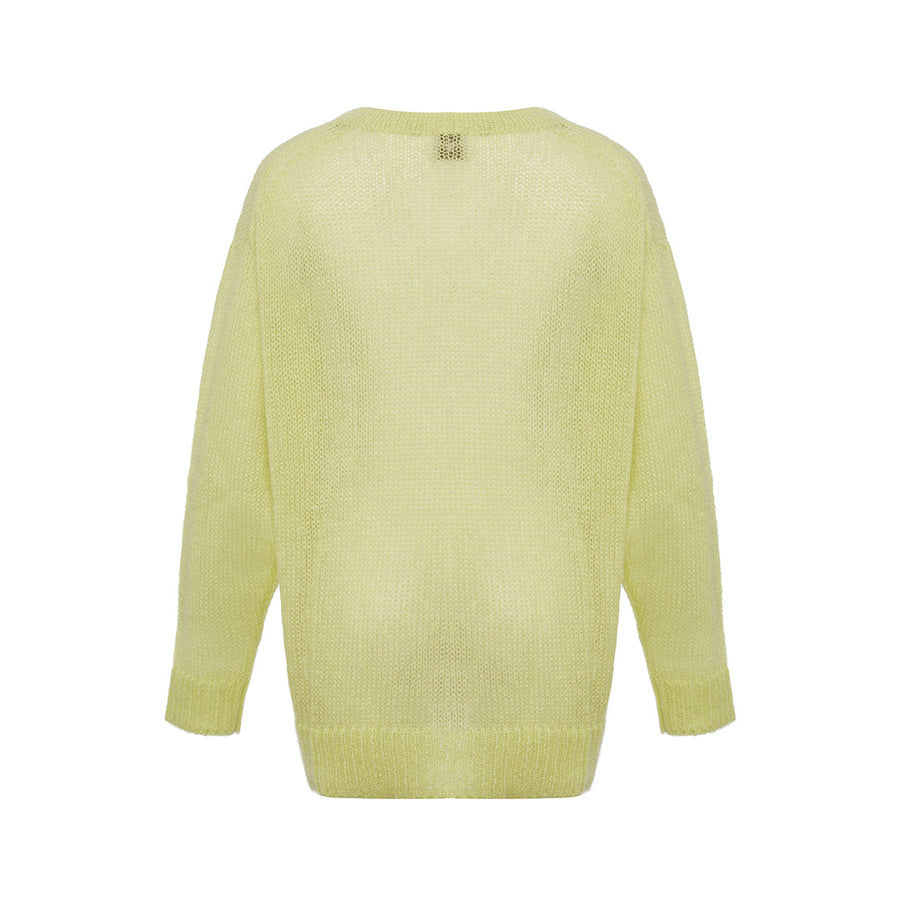 No.1 Yellow Balloon Print Mohair Sweater